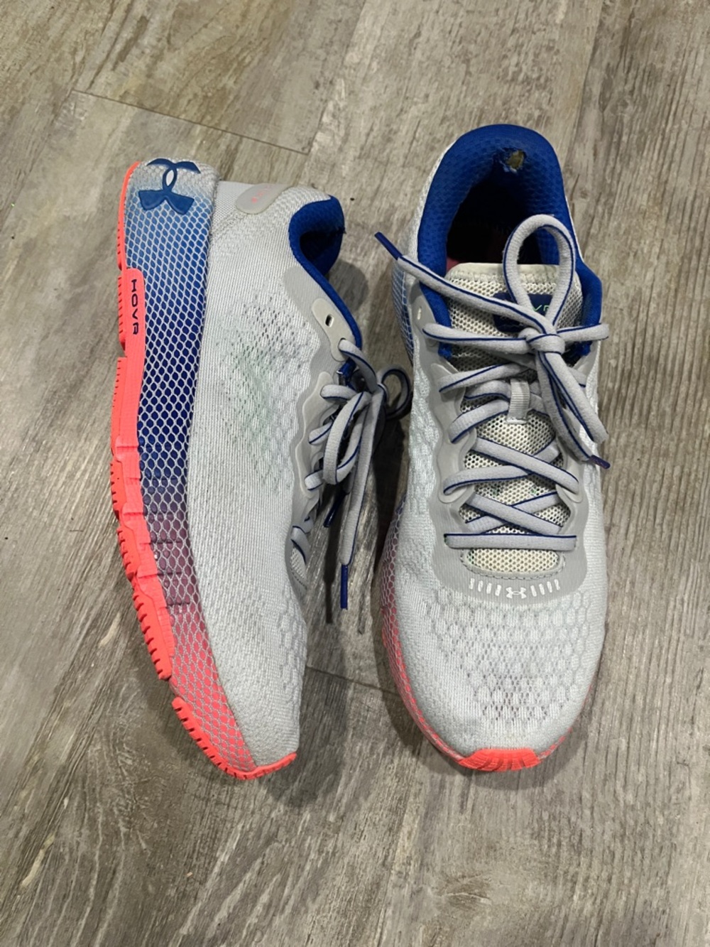 Under Armour shoes Women's Light Gray Running Shoes with Blue & Coral Accents